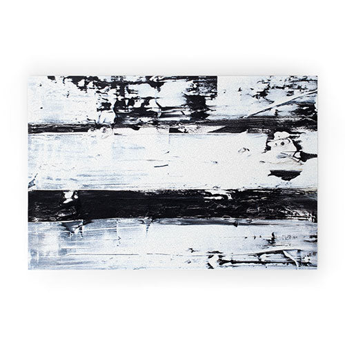 "black and white stripes" welcome mat