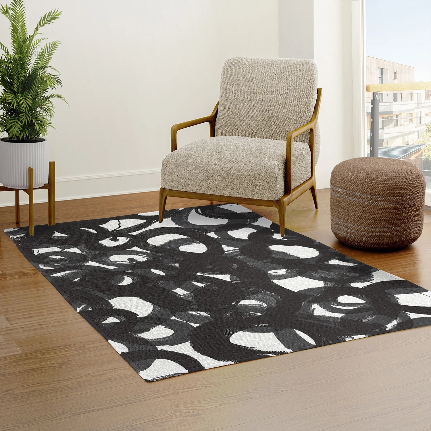 "black circles" area rug