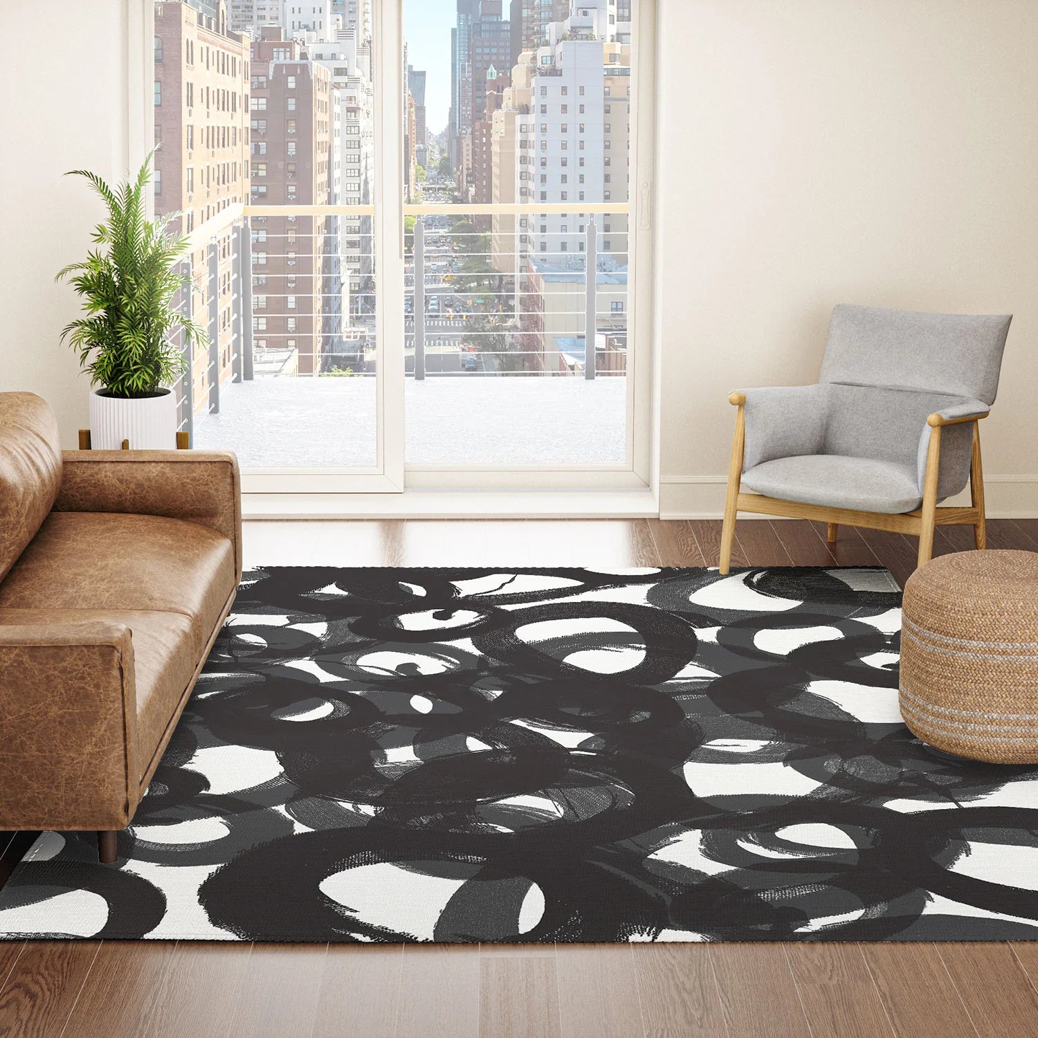 "black circles" area rug