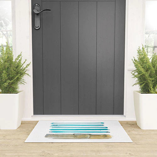 "blue for you" welcome mat