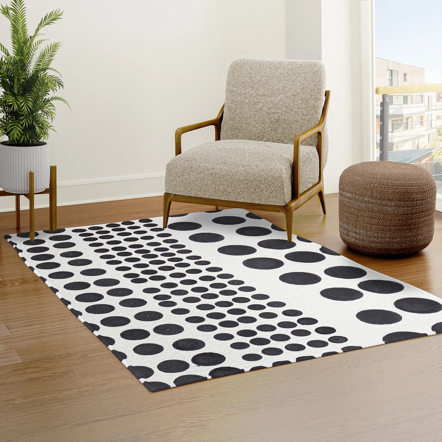 "dots of difference" area rug