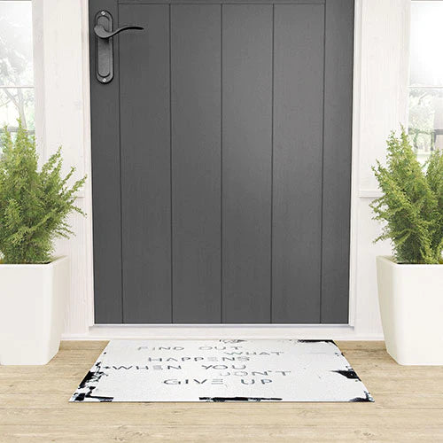"find out what happens" welcome mat