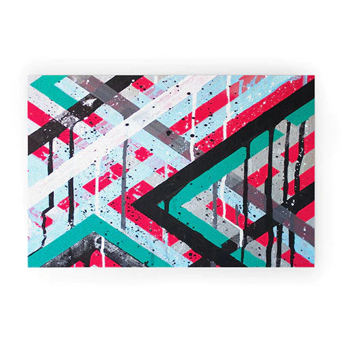 "holiday stripes" welcome mat