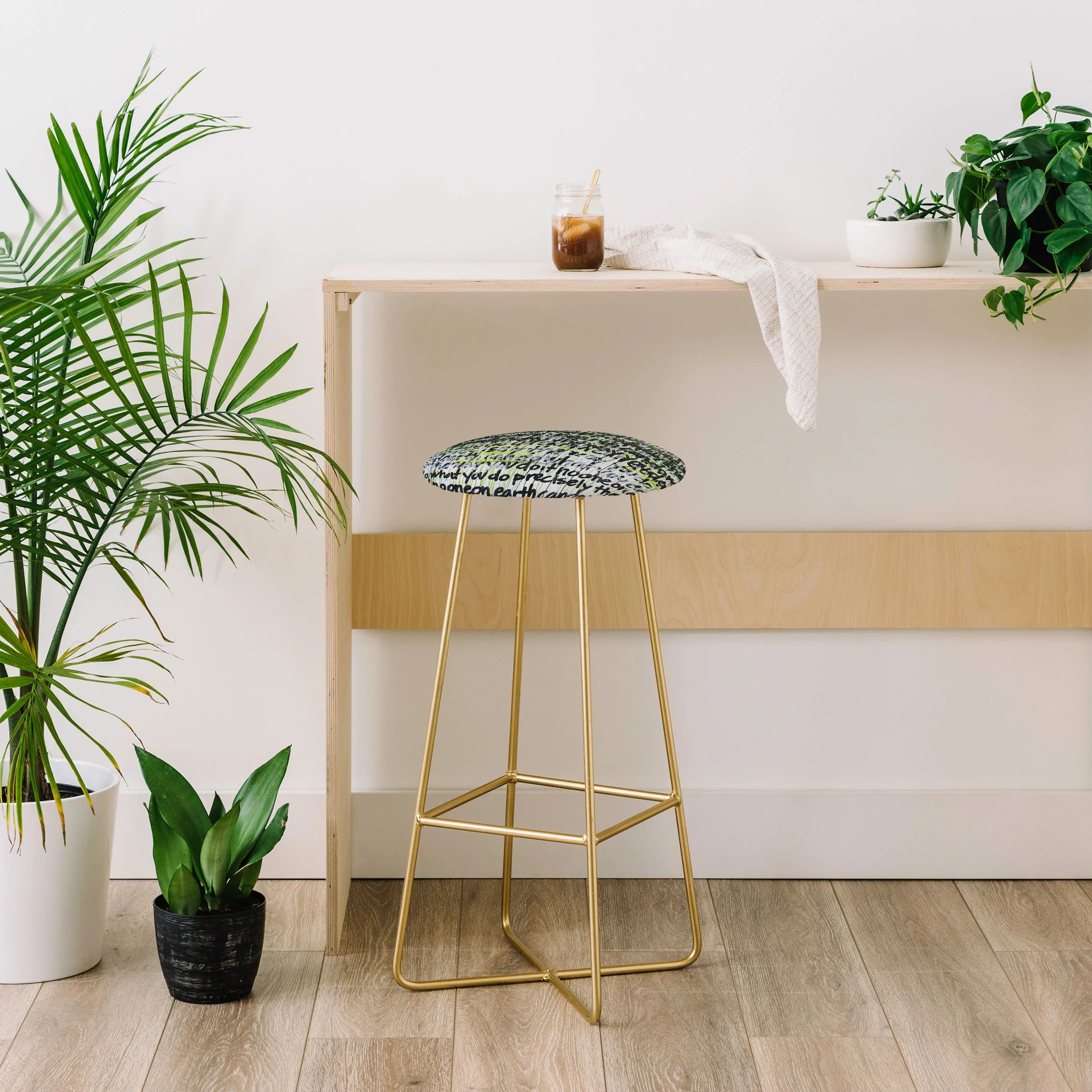 "multi no one on earth" counter + bar stool