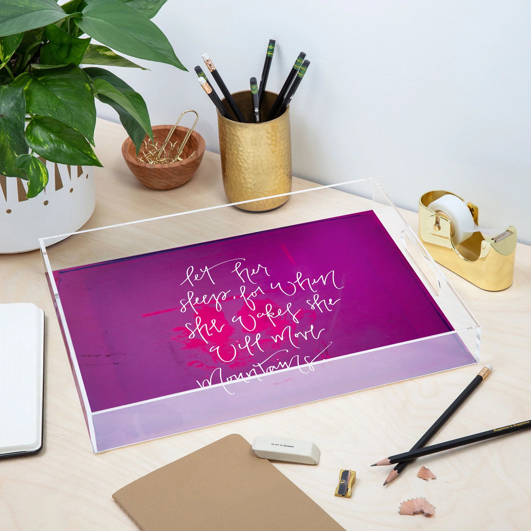 "she will move mountains" acrylic tray