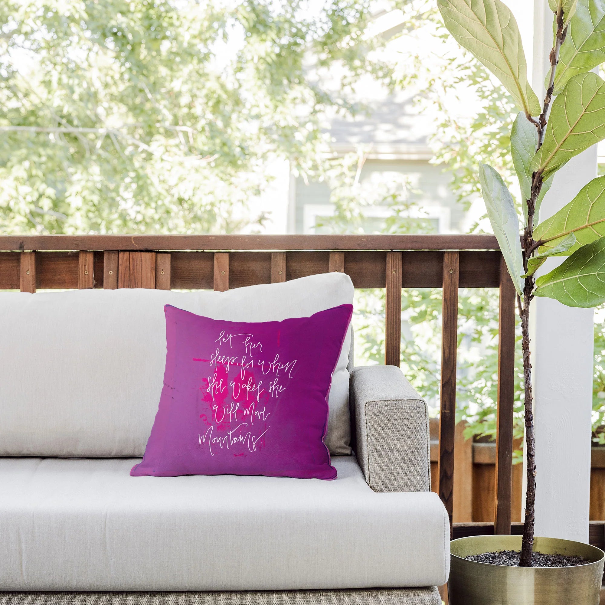 "she will move mountains" throw pillow