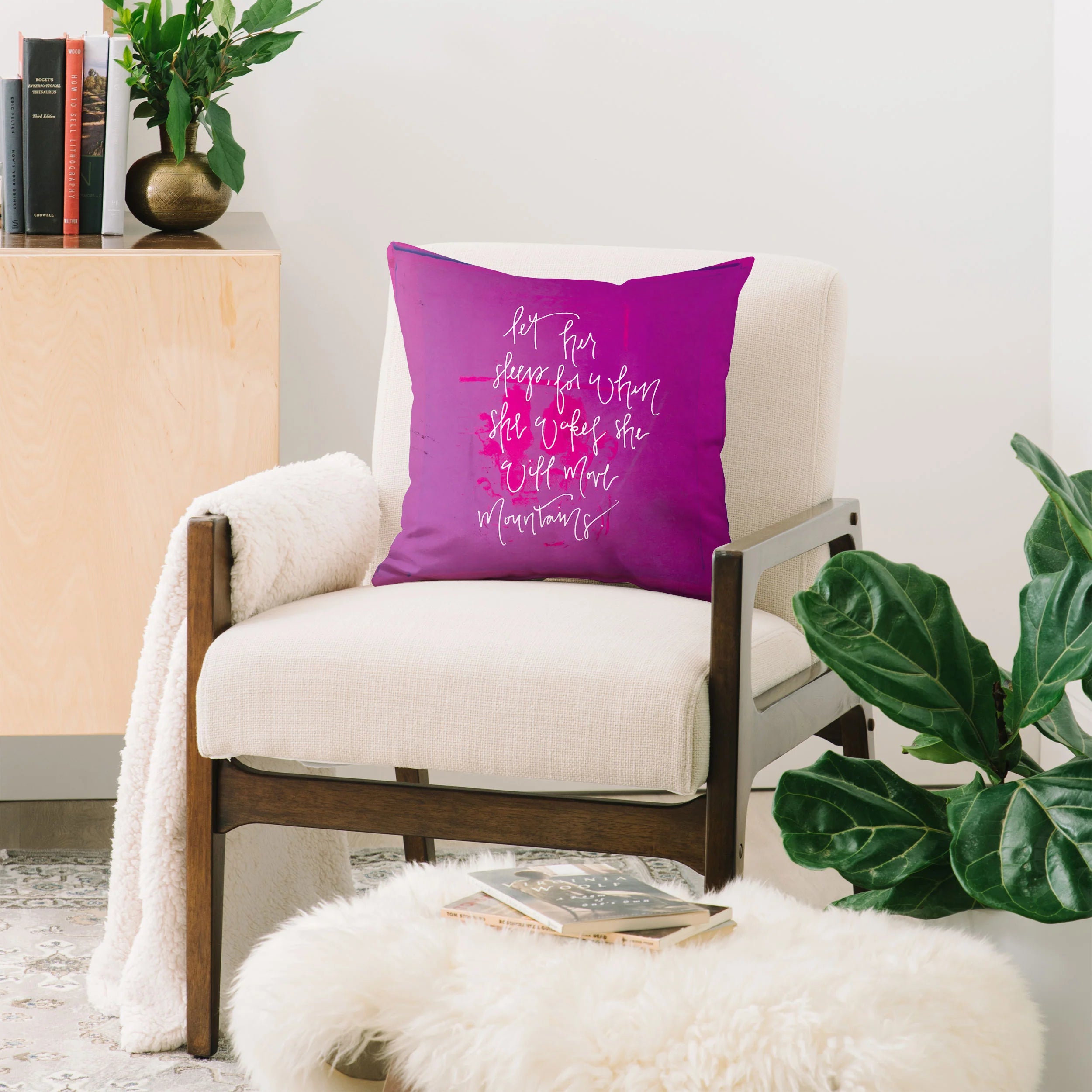 "she will move mountains" throw pillow