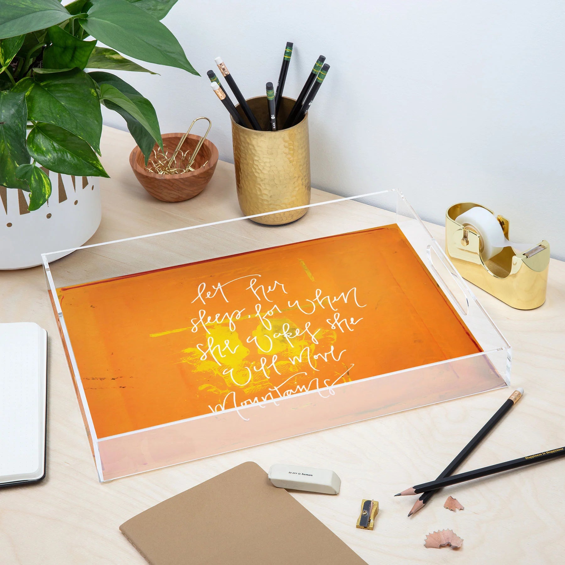 "she will move mountains" acrylic tray