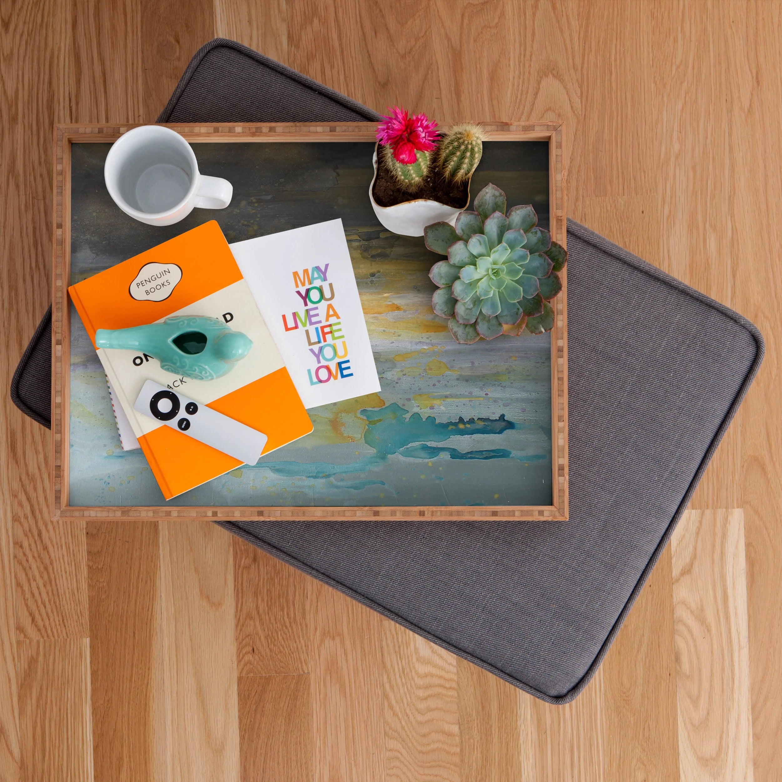 "with some yellow" bamboo tray