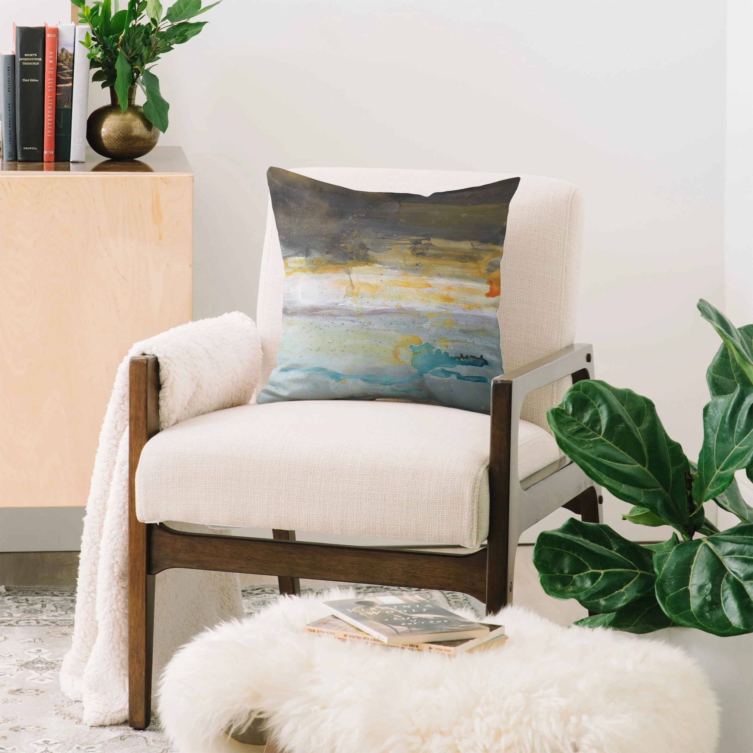 "with some yellow" throw pillow