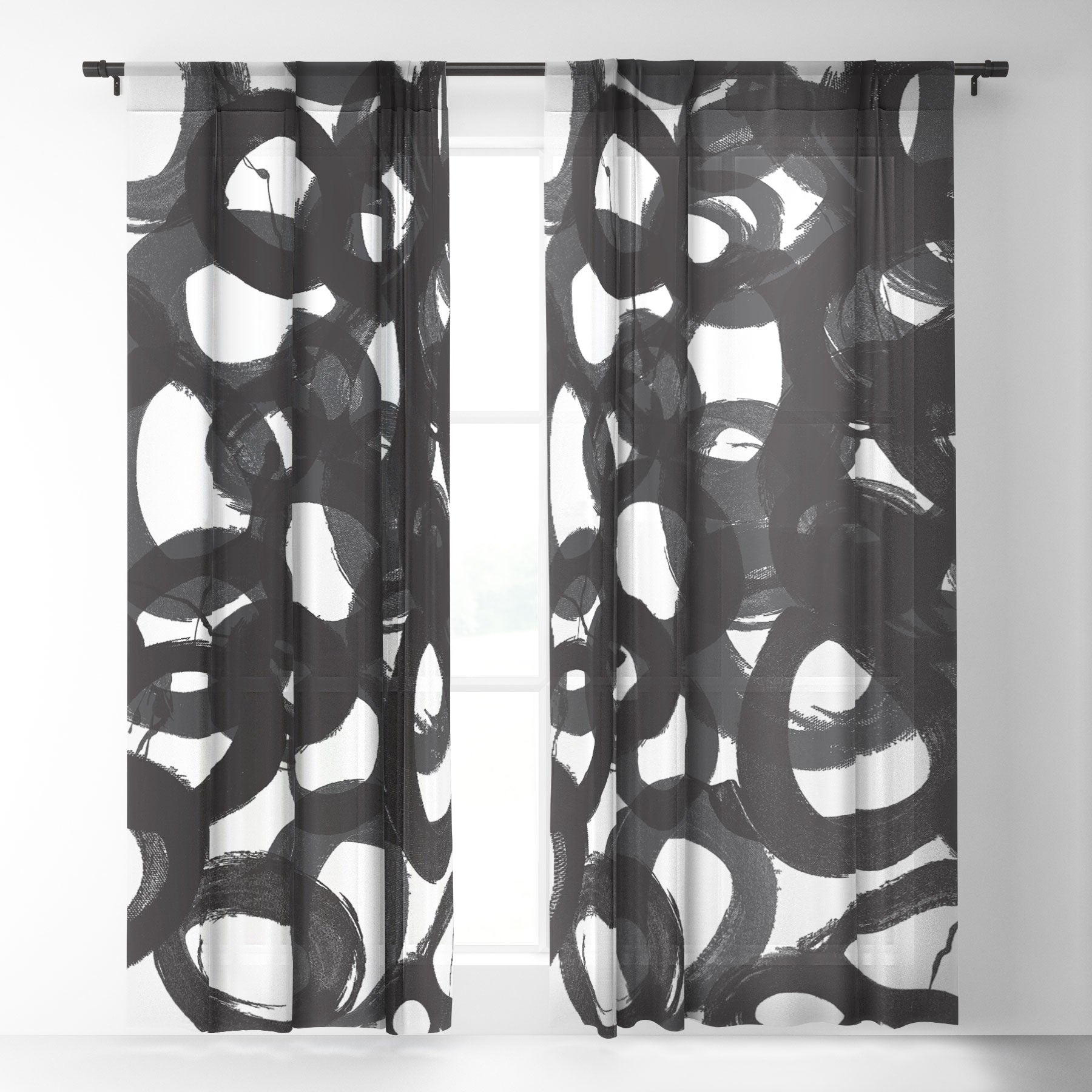 "black circles" sheer curtains