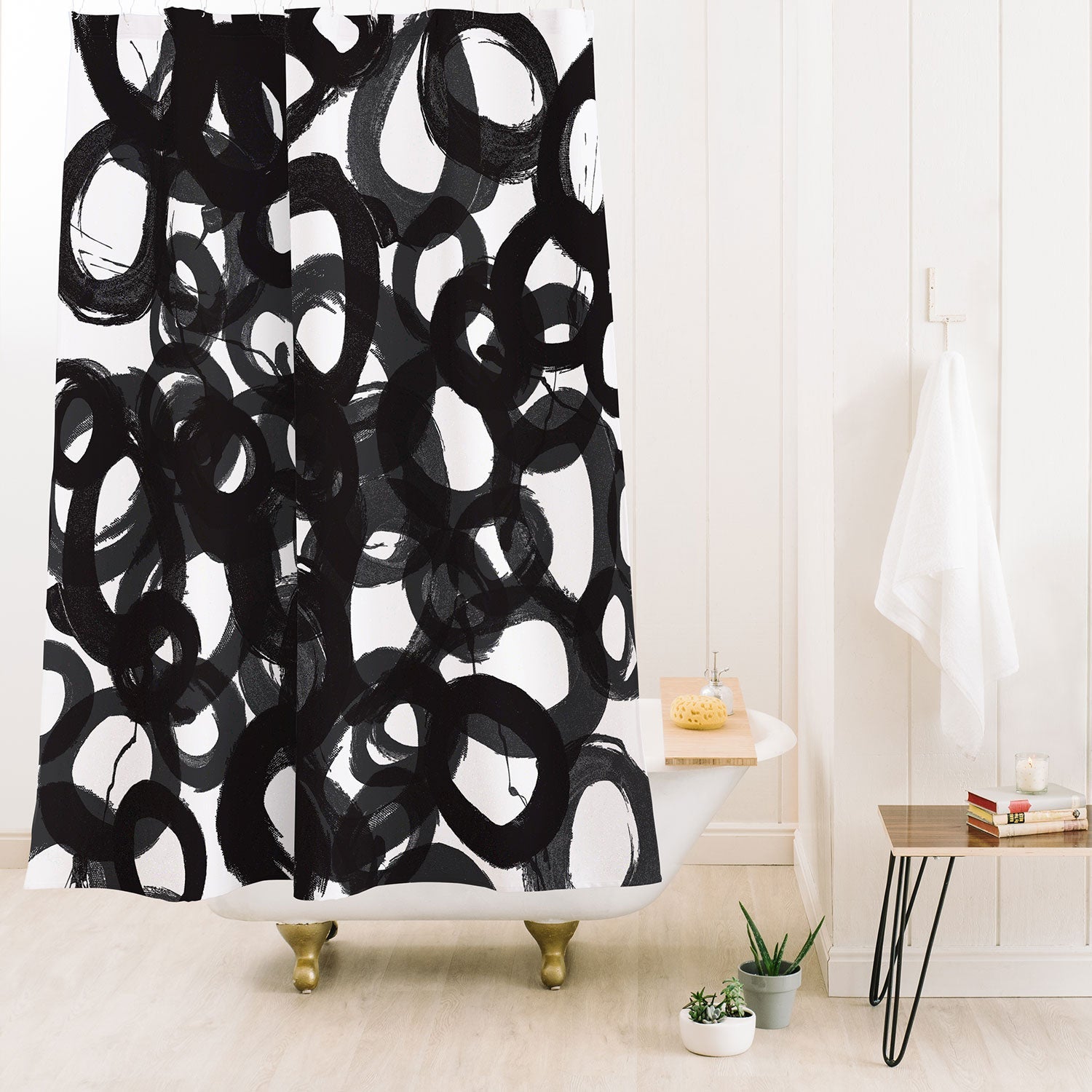 "black circles" shower curtain