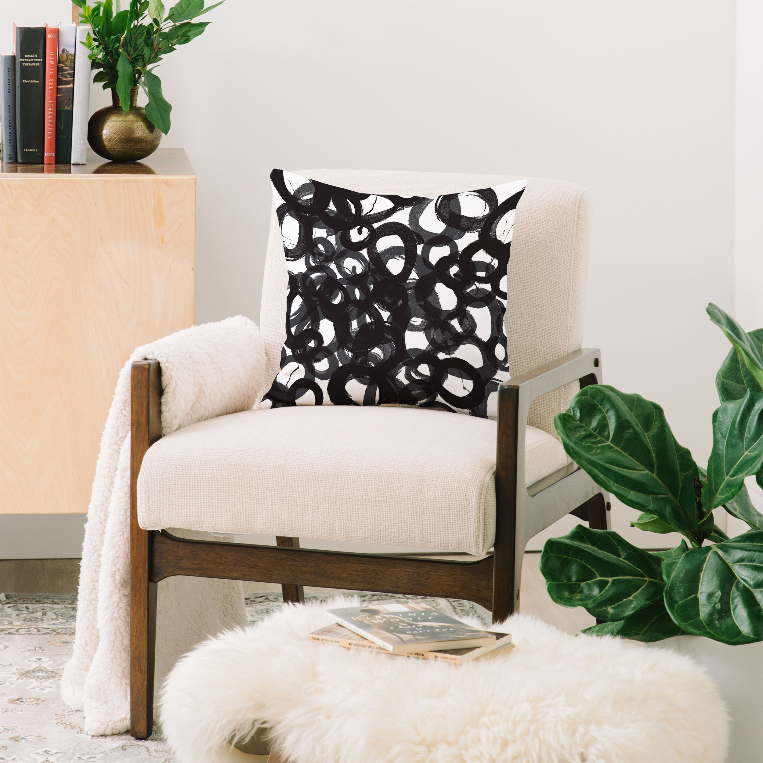 "black circles" throw pillow