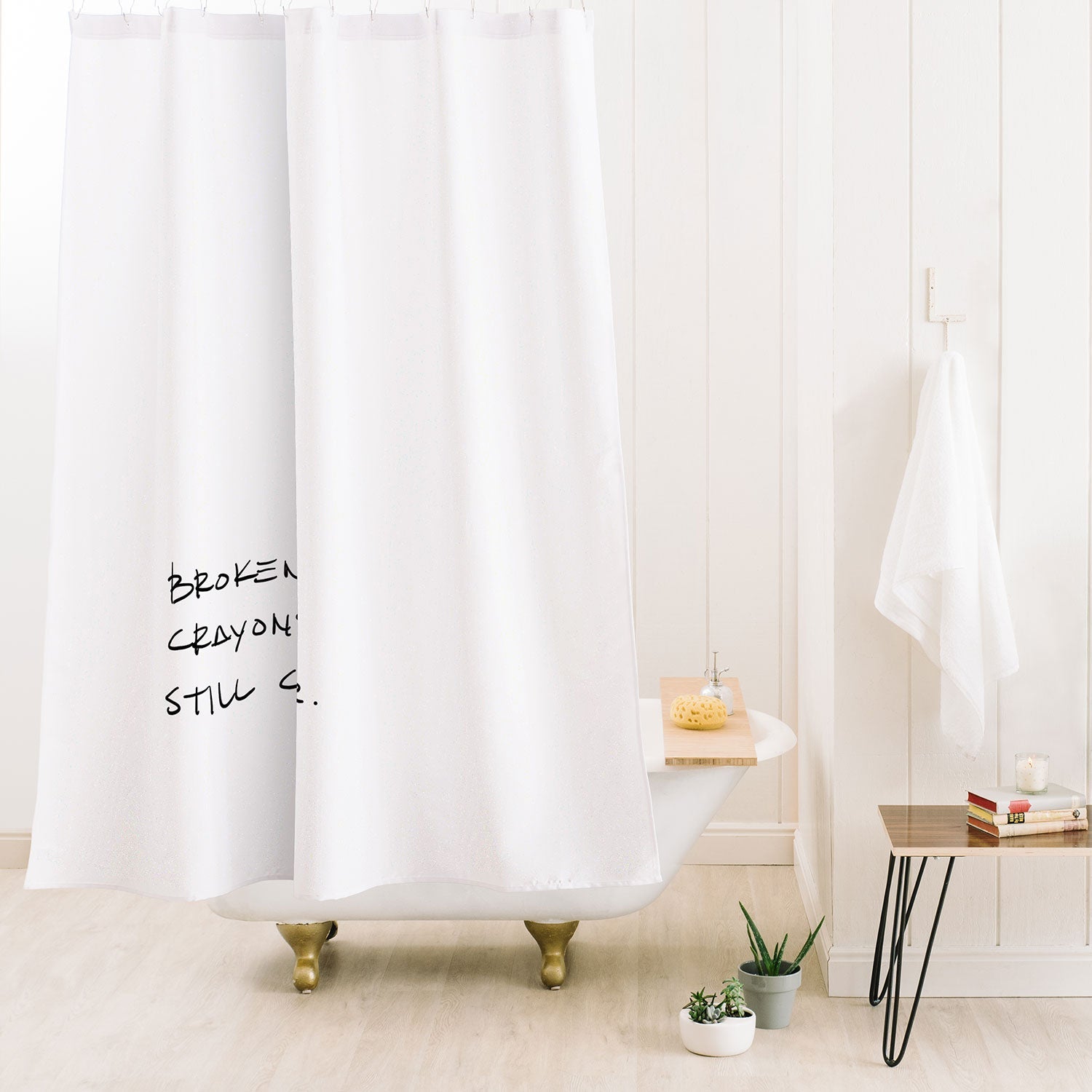 "broken crayons" shower curtain