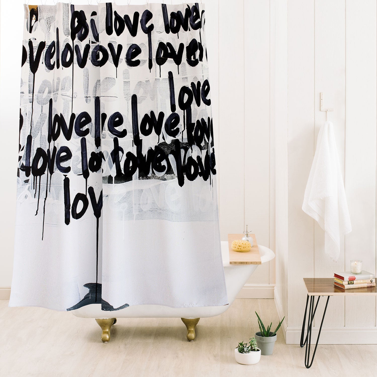 "messy love" shower curtain