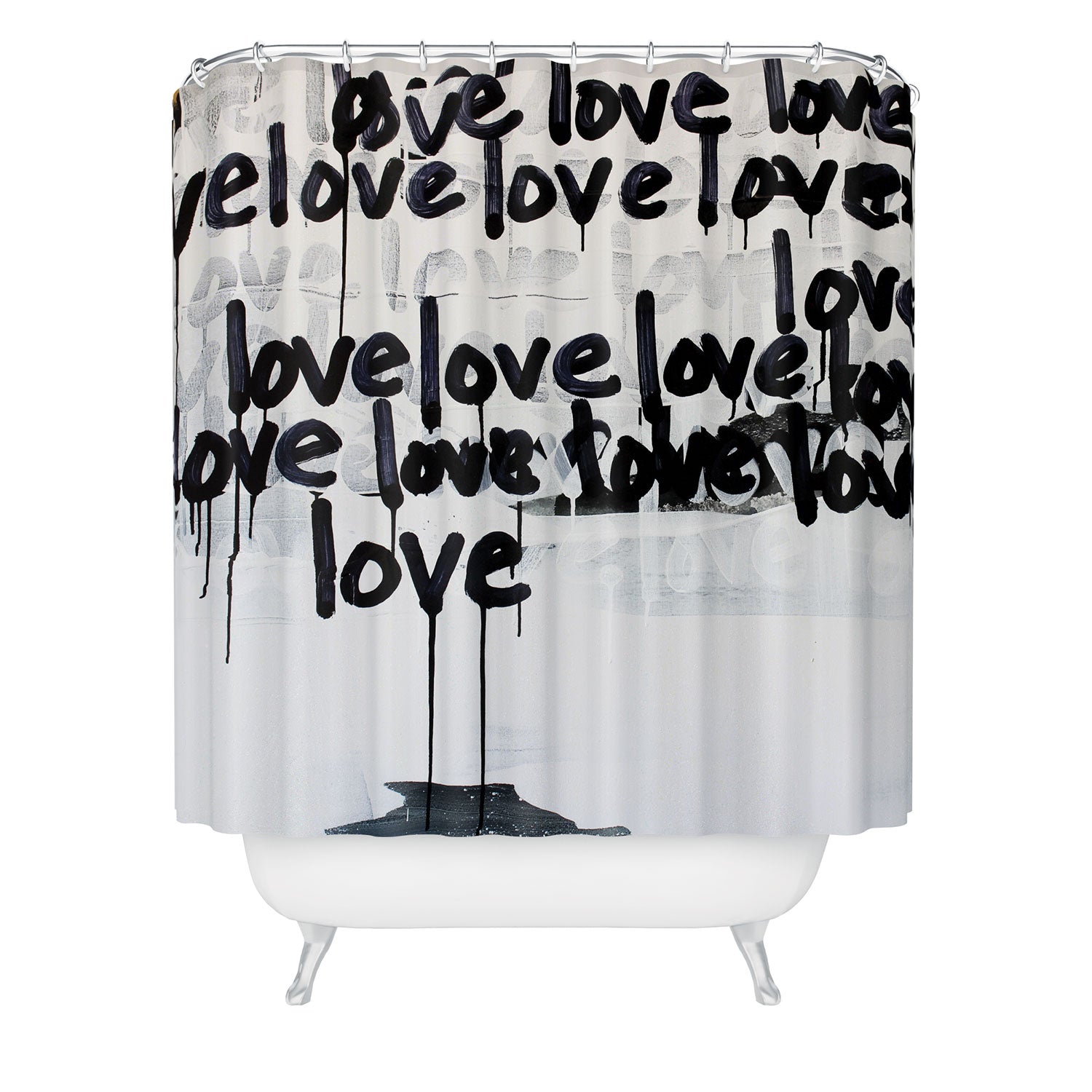 "messy love" shower curtain