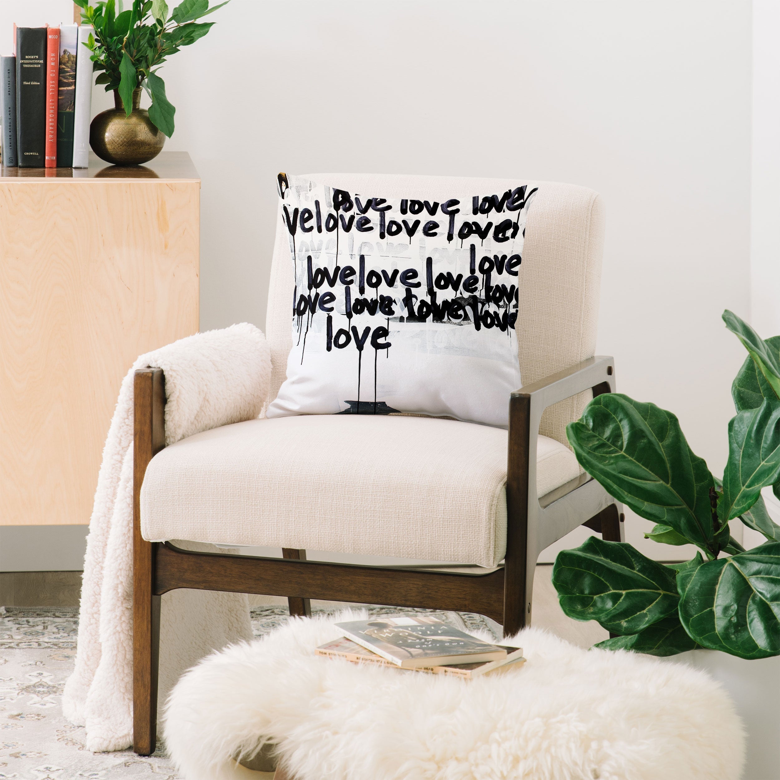 "messy love" throw pillow