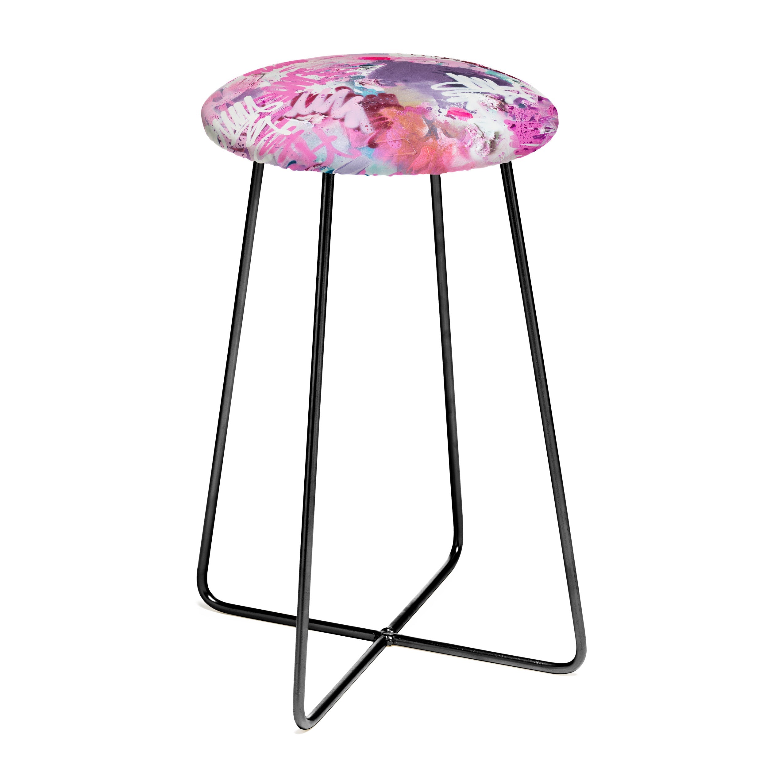 "pink brush strokes" counter + bar stool