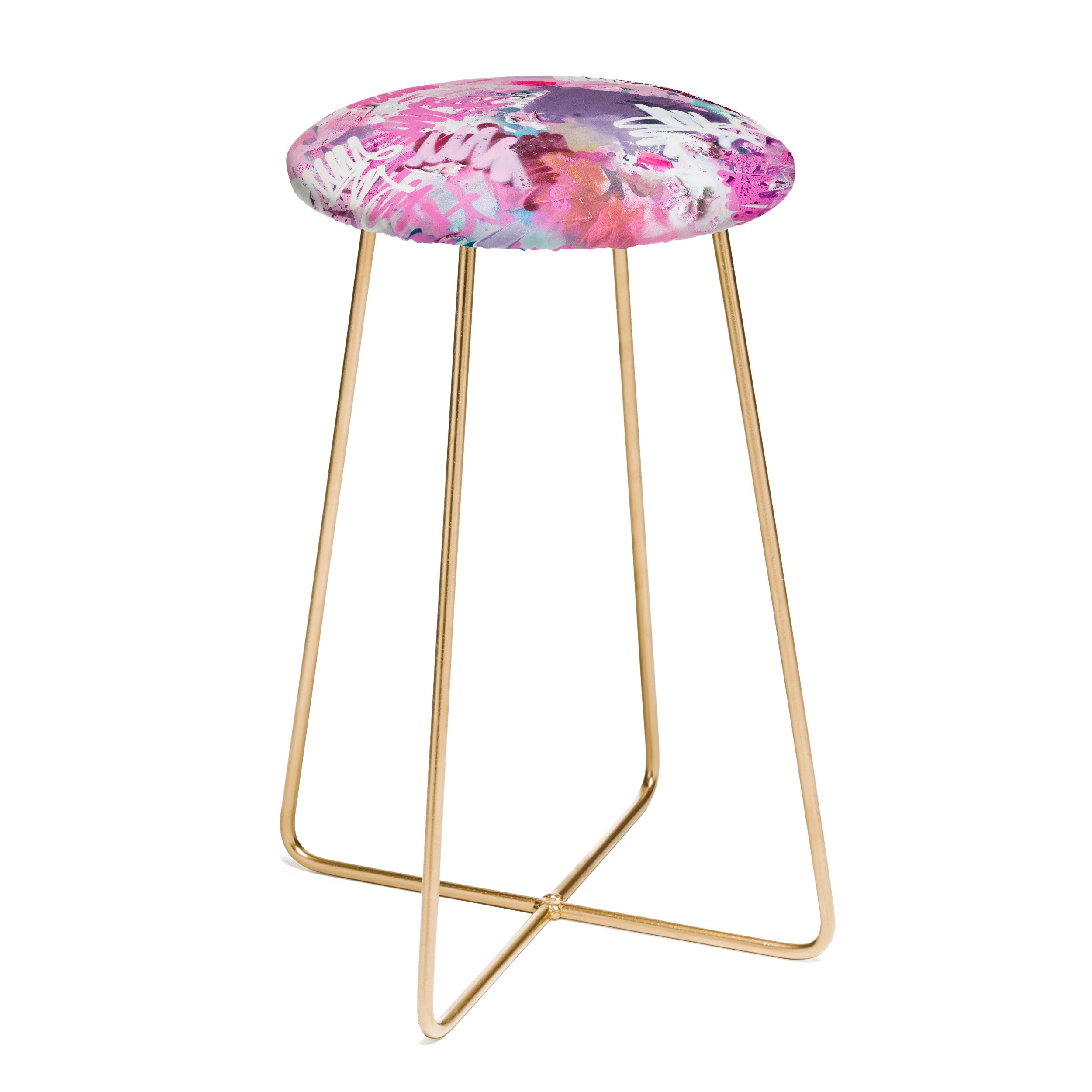 "pink brush strokes" counter + bar stool