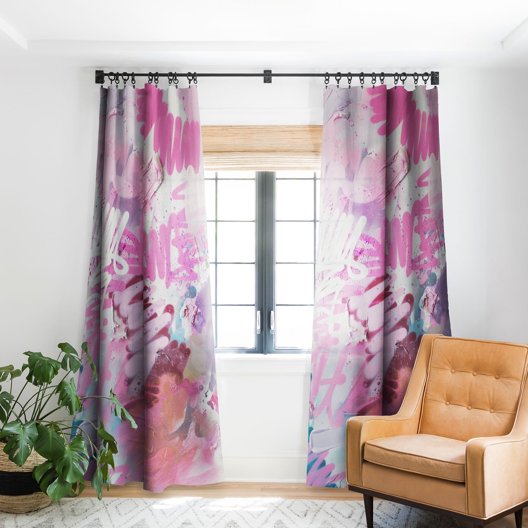 "pink brush" strokes blackout curtains