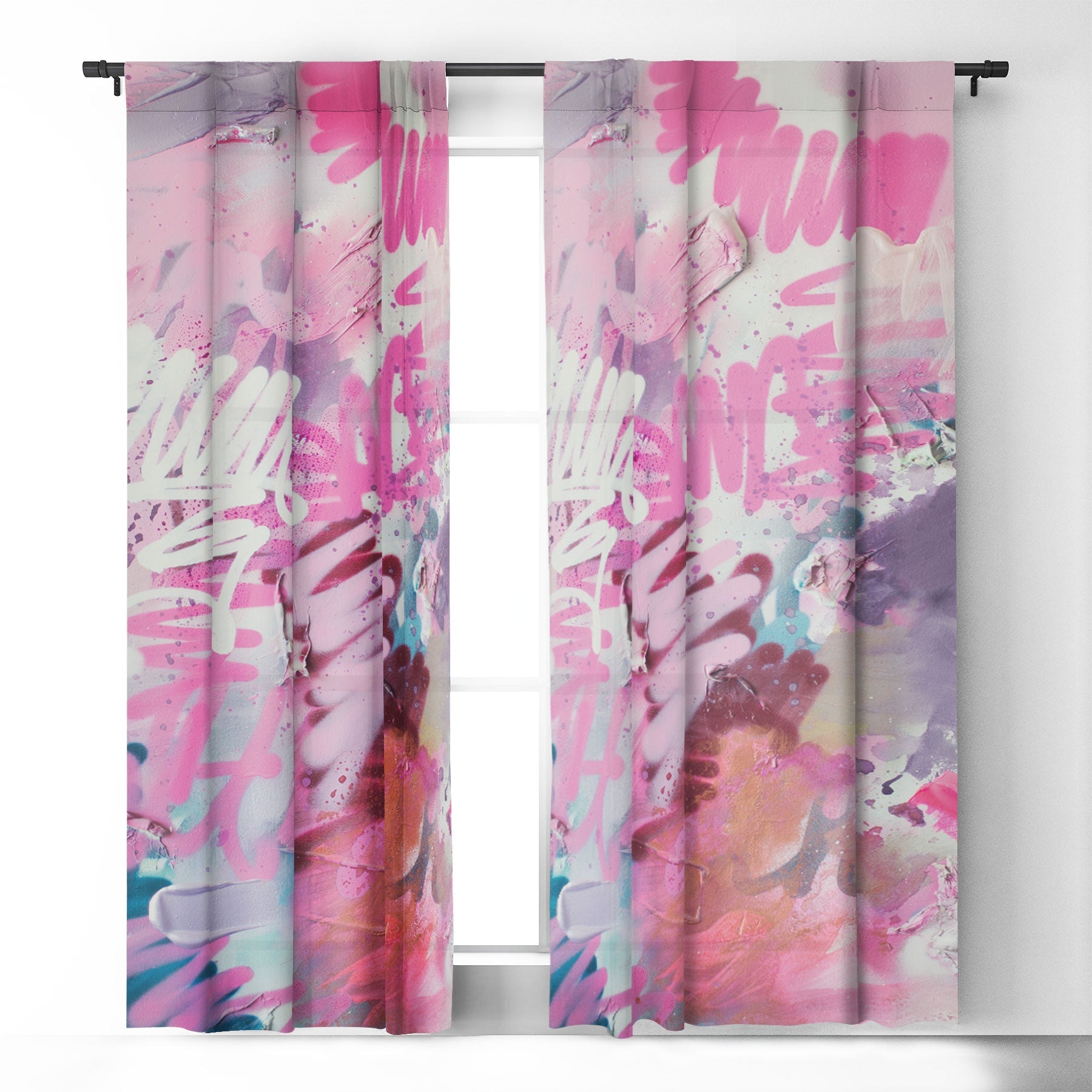 "pink brush" strokes blackout curtains