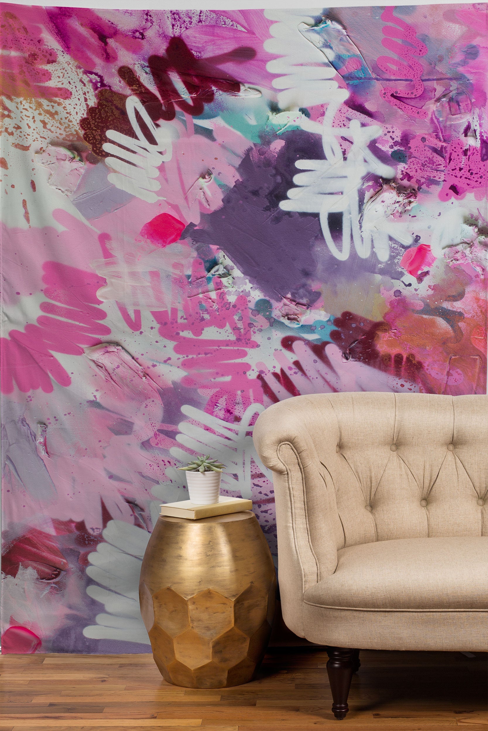 "pink brush strokes" tapestry