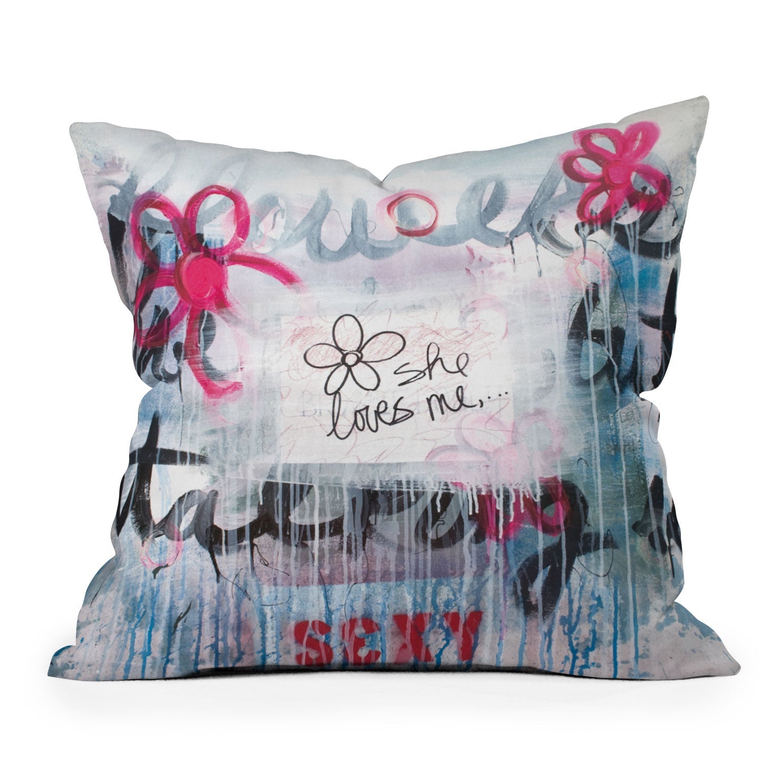 "she loves me" throw pillow