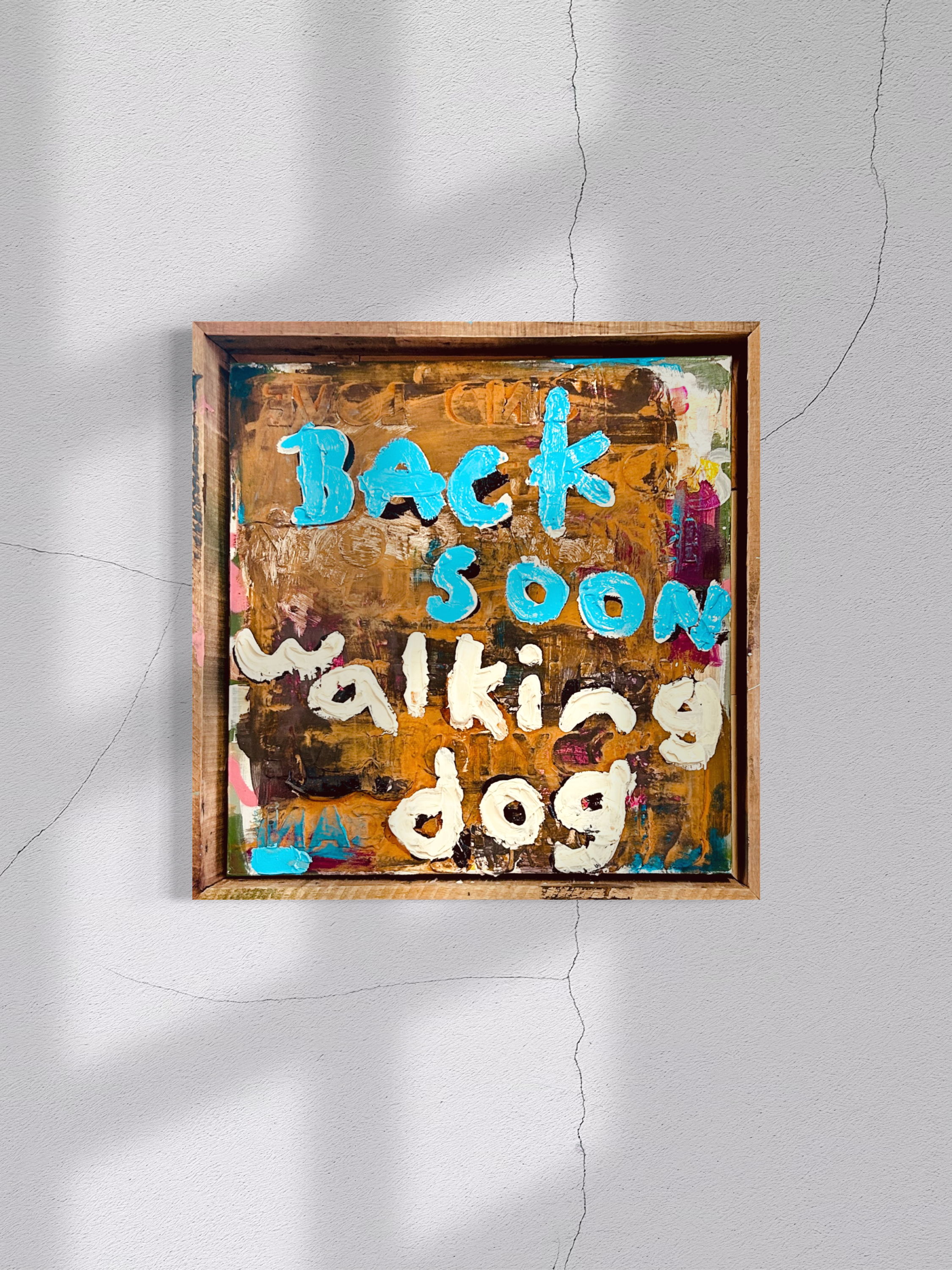 back soon walking dog