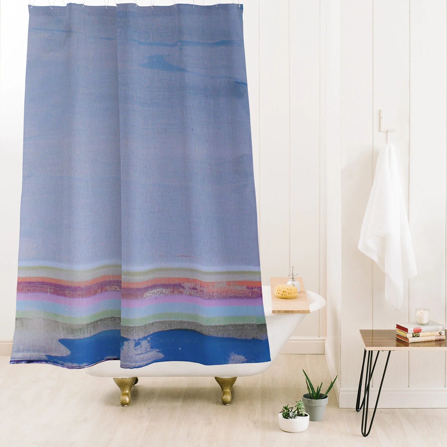 "bottom stripes" shower curtain