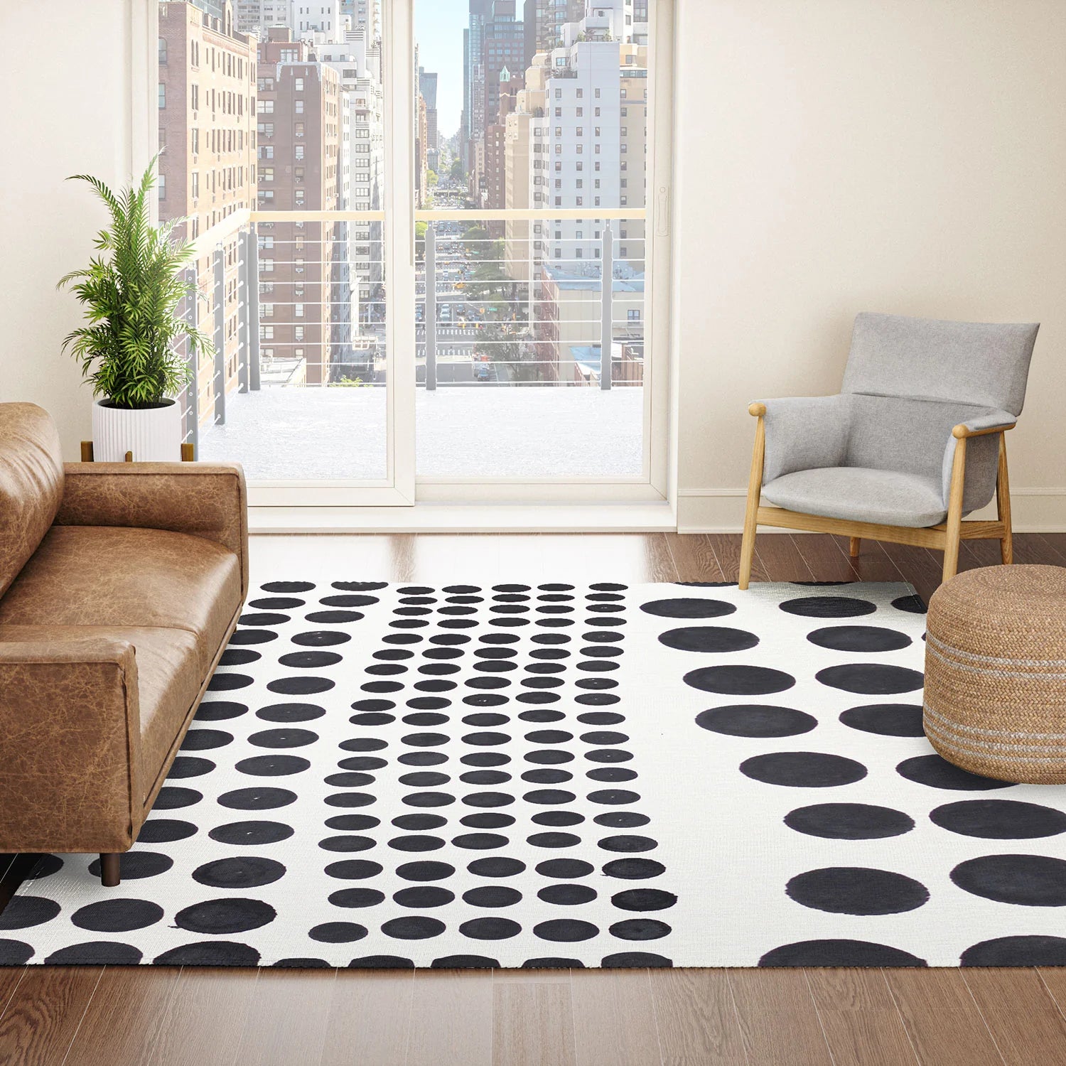 "dots of difference" area rug