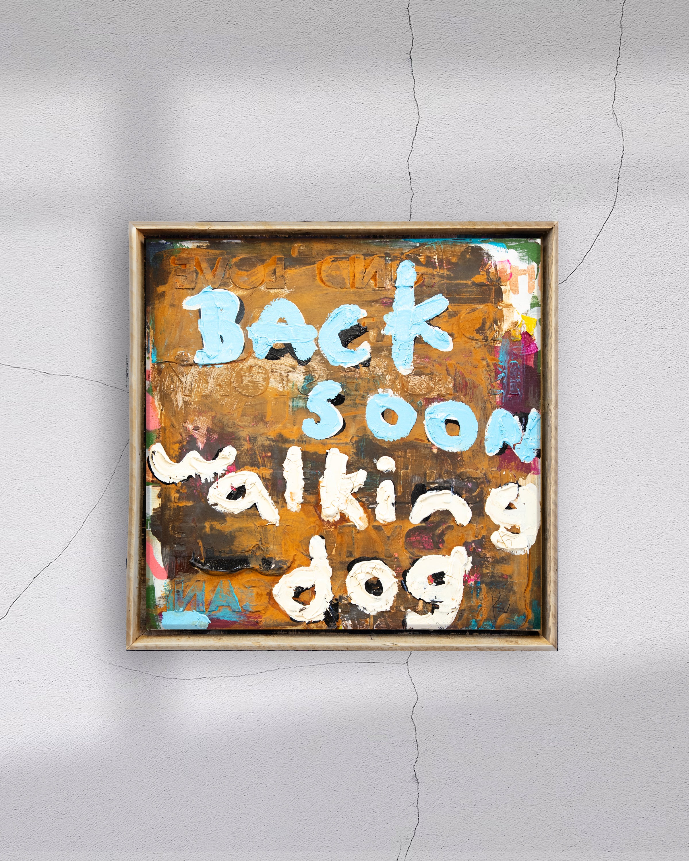 back soon walking dog