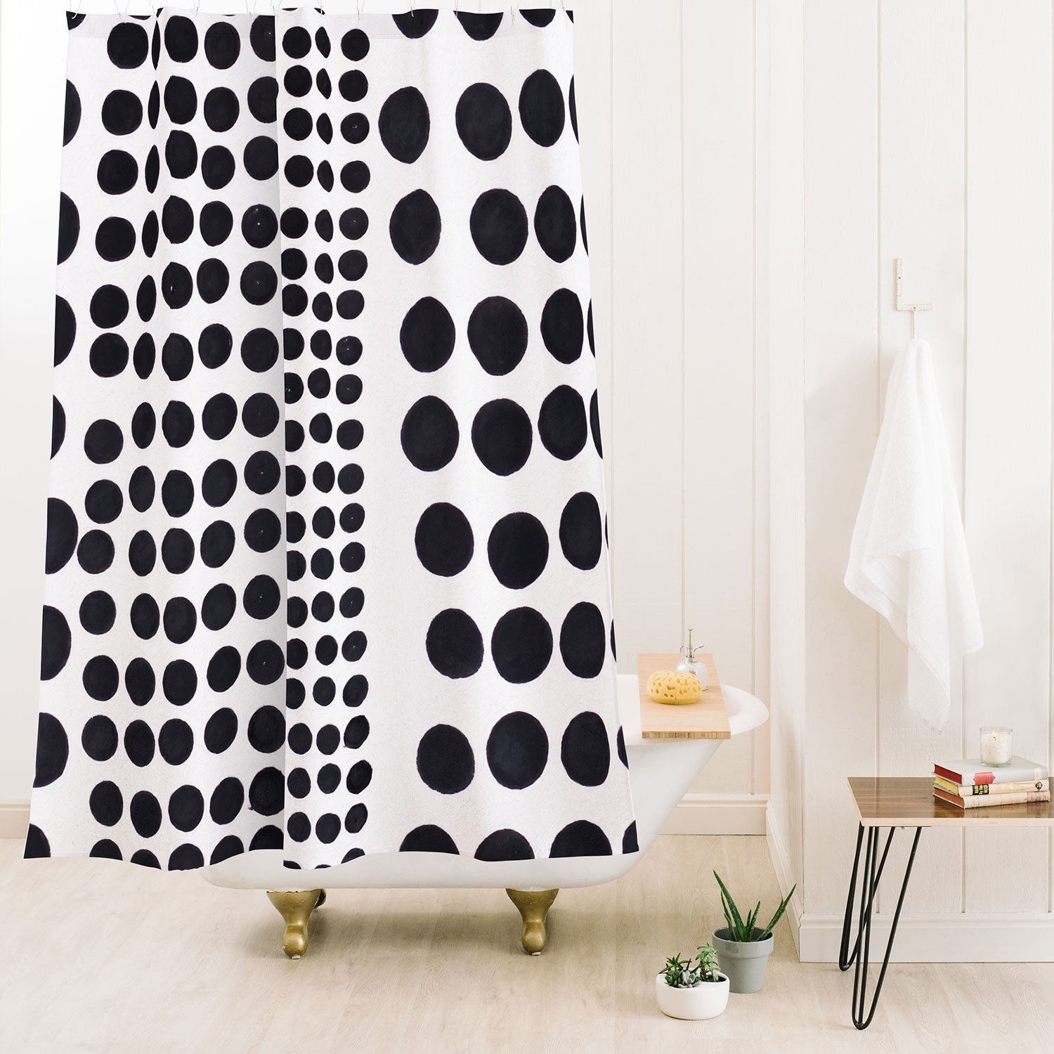 "dots of difference" shower curtain