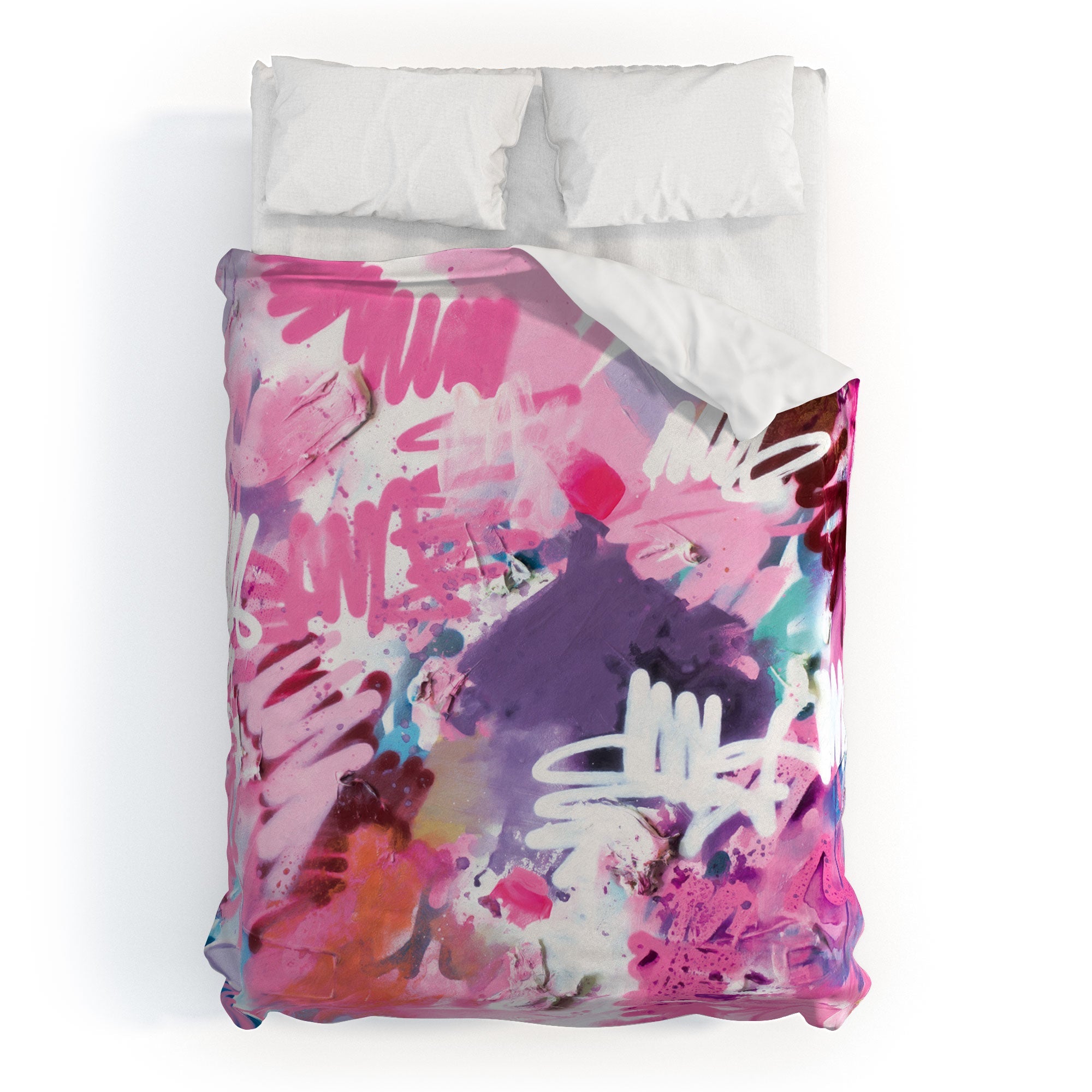 "pink brush strokes" comforter + bed in a bag