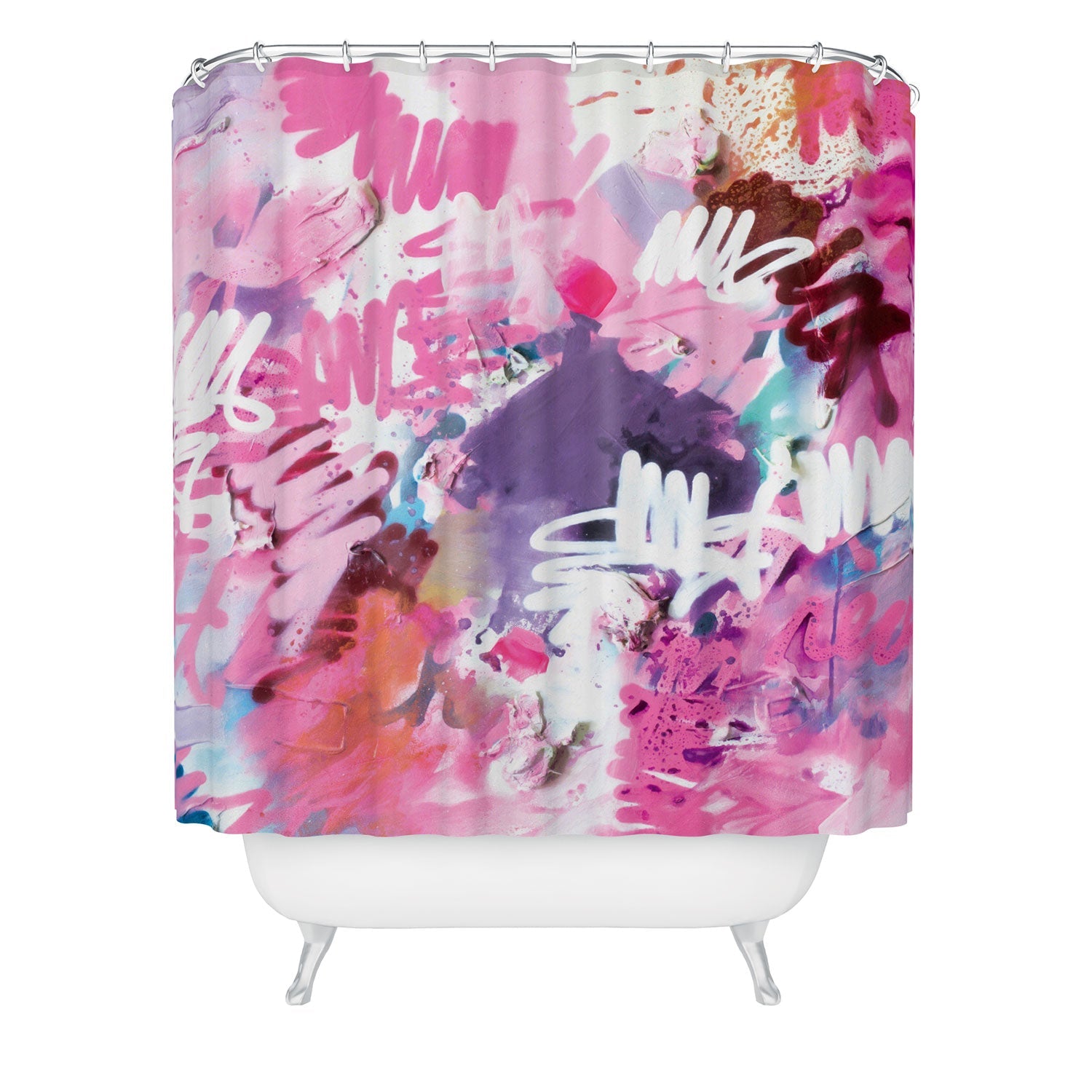 "pink brush strokes" shower curtain