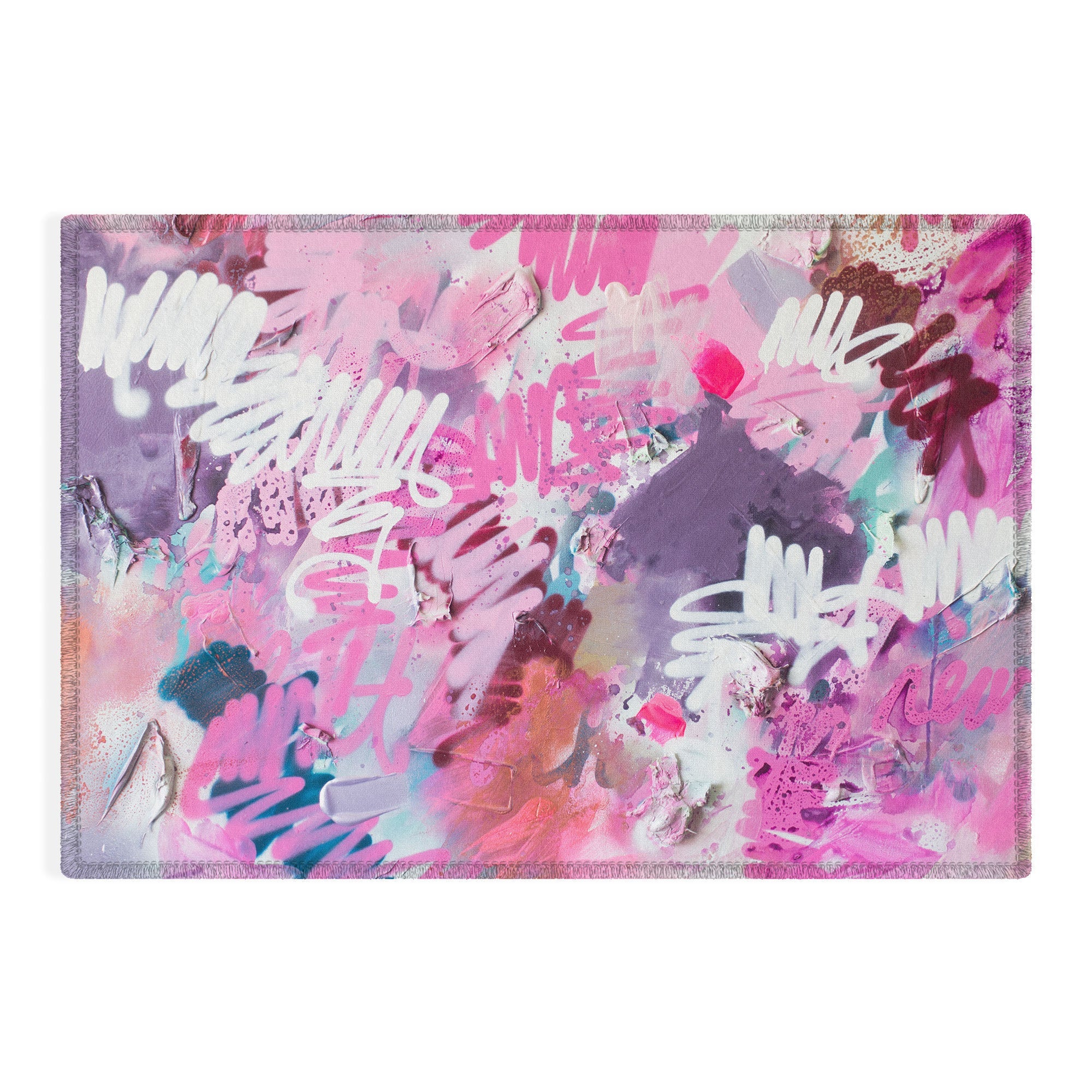 "pink brush strokes" outdoor rug