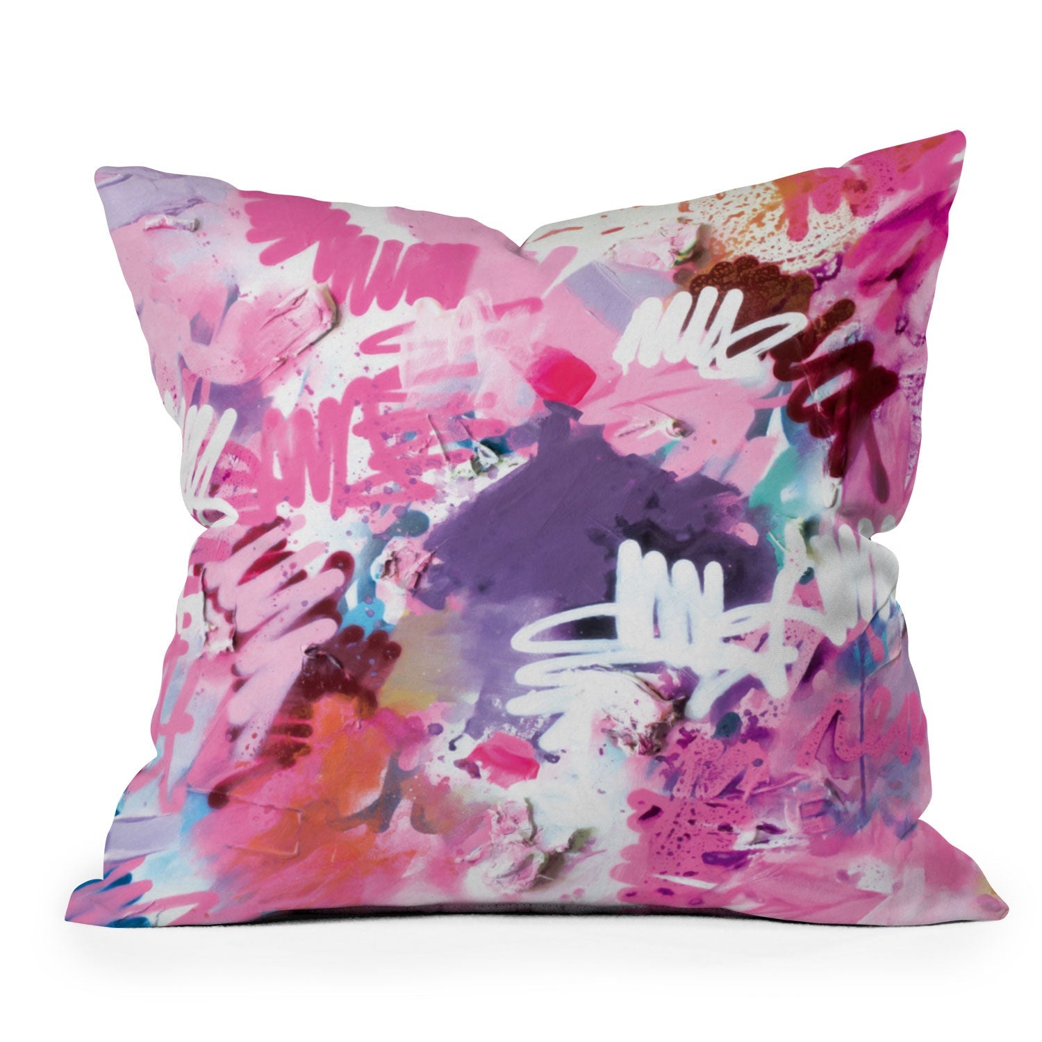 "pink brush strokes" throw pillow