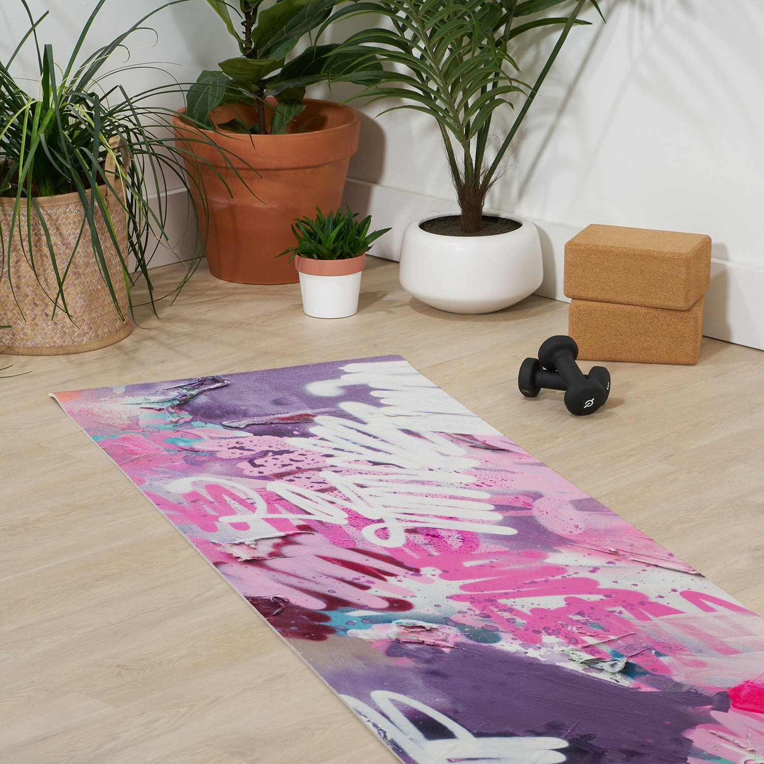 "pink brush" strokes yoga mat